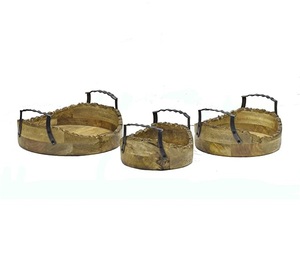 Wooden Bowl Food <b>Containers</b> Dinner Dishes Different Size 3 Piece Vintage Salad Serving Use - Product Image 2