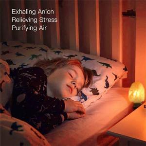 Lámpara de sal del Himalaya, luz nocturna, cilindro giratorio, purificador de aire, forma de piedra de roca de cristal, bombillas LED, lámparas de iluminación para dormitorio - Product Image 1