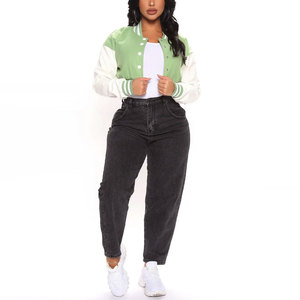 Chaquetas Letterman Cortas de Alta Calidad para Mujer, Otoño 2026, Chaqueta Bomber de Manga Larga para Invierno, Chaqueta Varsity de Béisbol Personalizada, Abrigo de Lana Cortavientos - Product Image 1