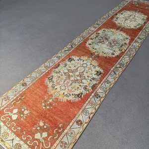 Vintage Rug, 0.3x1.1 ft <b>Runner</b> Rug, <b>Red</b> Blue Wool Rug - Product Image 5