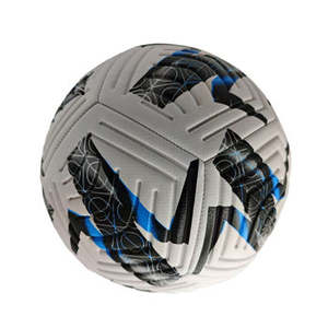 White black blue soccer ball modern geometric pattern size 5 PU <b>leather</b> stitched training <b>football</b> for kids youth adults sports - Product Image 1
