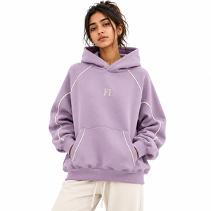 Wholesale Unisex Heavyweight <b>Fleece</b> <b>Oversized</b> <b>Hoodie</b> with Custom 3D Embossed Logo Streetwear Pullover <b>Hoodie</b> for <b>Men</b> - Product Image 3
