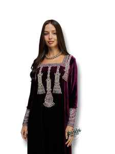 Women's Modest Simple Solid Chiffon Kaftan Luxury Light Beaded Floor-Length A-Line Long Sleeve Built-in Bra Clothing Muslim - Product Image 2