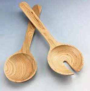 Ensemble de couverts de luxe en bois d'acacia avec manche en os, compatible lave-vaisselle, accessoires de cuisine pour fêtes, vaisselle, service à salade, cuillère - Product Image 5