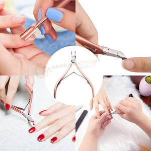 Juego de cuidado de uñas colorido personalizado al por mayor incluye cortador de cutículas de acero inoxidable removedor de piel muerta Nipper empujador lima de uñas Doble - Product Image 5