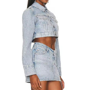 Chaqueta Vaquera Corta para Mujer, Estilo Nuevo, Fabricada en Fábrica, Color Sólido, Material Duradero, 100% Algodón - Product Image 4