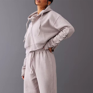 High Quality New Arrival Cotton Made Women Crop <b>Top</b> Hoodie 100% Cotton Long Sleeve Casual Clothing Fashion Crop Hoodies - Product Image 2