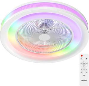 Ventilador de Techo LED Moderno con Luz RGB+CCT, Motor de CC de 36 W, Ajustable de 3000 K a 6500 K, 2800 LM, Control Remoto para Velocidad del Viento de 60 W - Product Image 1