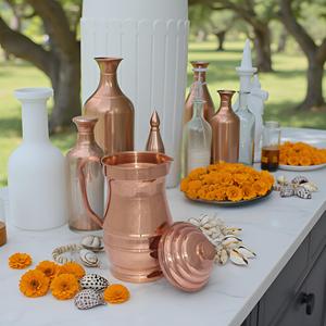 Pichet à eau Maharaja en métal de cuivre de 60 onces fini lisse fabriqué à la main - Product Image 5