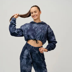 Luxe surdimensionné lavage à l'acide polaire sweat XS taille pull avec capuche personnalisé en détresse haut court Vintage hiver à capuche femmes - Product Image 6