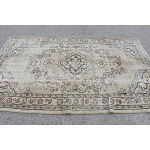 พรมตุรกีสไตล์วินเทจขนแกะสีเบจ5.2x8.5ฟุตลายทางสี่เหลี่ยมผืนผ้าสำหรับห้องนั่งเล่นห้องโถง - Product Image 3