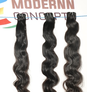 100% Extensiones de cabello de templo indio Virgen sin procesar Color negro crudo Loose Deep Bodywave Bundles - Product Image 2