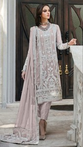 Nuevo traje pakistaní Heavy Fox Georgette con bordado de algodón secuencia trabajo Palazzo descosido para mujeres - Product Image 2