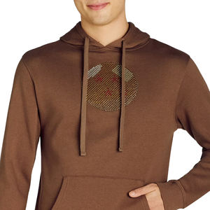 Personnalisable en vrac quantité minimale de commande bas sweat à capuche personnalisé strass hommes sweats à capuche blanc coton strass sweat à capuche coupe ajustée - Product Image 6