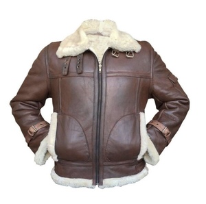 เสื้อแจ็กเก็ตหนัง100% สำหรับผู้ชายแขนยาวบุขนคอตั้งปรับแต่งได้ - Product Image 1