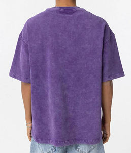 T-shirts de sonnerie de lavage à l'acide de haute qualité en gros pour les hommes T-shirt vintage de style Hip Hop de Streetwear surdimensionné de logo de broderie personnalisé - Product Image 1