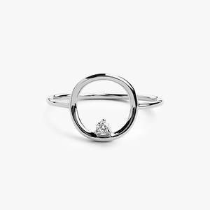 Anillo de Diamante Circular Solitario de Primera Calidad, Cultivado en Laboratorio, 0.05 Quilates, Color G, Claridad SI, Oro Sólido de 14K, Pieza Sencilla para Uso Diario para Mujer - Product Image 1