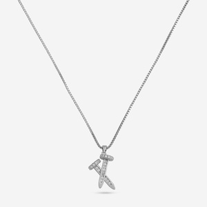 Colgante de Plata 92.5 con Cadena y Diseño de Letra con Diamantes para Regalo - Product Image 1