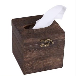Vente chaude Floral Corner Design Boîte à mouchoirs en bambou Couverture carrée en bois avec matériau métallique pour une utilisation en cuisine à bas prix - Product Image 4