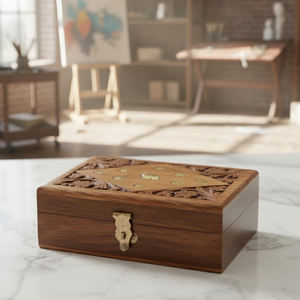 Premium Quality Handcrafted Sheesham <b>Wood</b> Jewelry Organizer Box Natural <b>Wood</b> Grain Warm Rustic Brown Finish for Elegant Home - Product Image 5