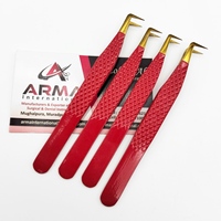 Pince à cils professionnelle ARMA INTERNATIONAL à 90 degrés, volume accru, pointe en plasma lisse dorée, logo personnalisé, acier inoxydable durable