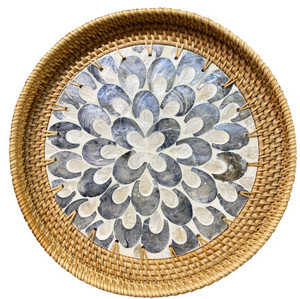 EW design-bandejas de mimbre para servir de nácar, bandeja de incrustación hecha a mano natural de Viet am AM - Product Image 4