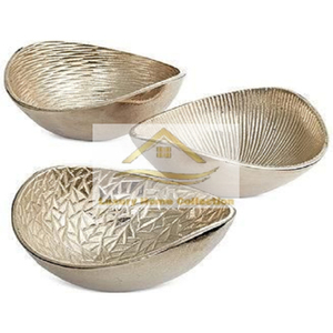 Bol à café en métal avec poignée en aluminium et en forme de feuille de couleur argent attrayant avec ustensiles de cuisine polis brillants de couleur dorée - Product Image 2
