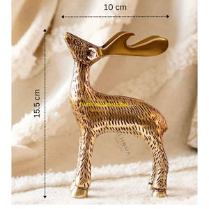 Pair of Golden Brass Reindeer Figurines Decorative Deer Statues Handmade Metal Animal Sculptures <b>for</b> Home Hotel Office Christmas - Product Image 3