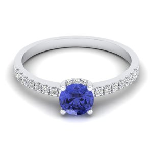 Bagues en Tanzanite Naturelle de Qualité Supérieure REYES en Argent Sterling 925, Bague Solitaire en Moissanite Certifiée GRA pour Femmes - Product Image 1