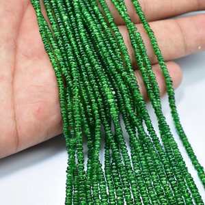 Natural Tsavorite Smooth Rondelle Gemstone Beads Strands String 2-3mm Rondelle Beads Lot para la fabricación de collares de joyería a granel - Product Image 4