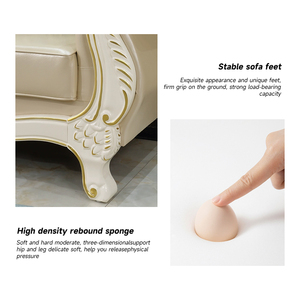 Meubles de salon élégants et somptueux, canapé de salon familial en cuir doré de luxe pour villa - Product Image 4