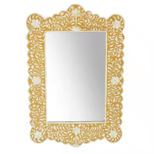Accesorios de decoración para el hogar, espejo con incrustaciones de hueso montado en la pared, espejo con incrustaciones de hueso para sala de estar, artesanía creciente - Product Image 5