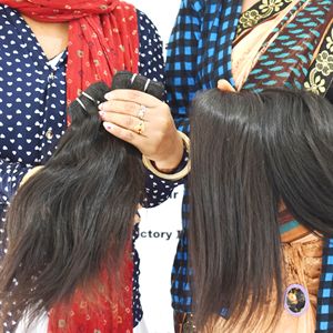 ผมต่อแบบเวอร์จินเรมี่ตรงสีดำธรรมชาติแบบไม่ผ่านกระบวนการ  แบบถักเปียสองชั้น  ทำจากผมแท้จากวัดในอินเดีย - Product Image 5
