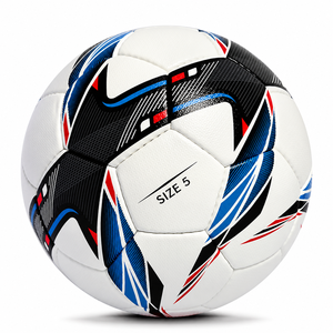 Ballon de football thermocollé et cousu à la machine pour la formation d'équipes, motifs blanc, bleu, noir, durable, pour entraînement intérieur/extérieur - Product Image 2