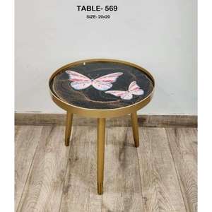 Table d'appoint en métal d'inspiration vintage avec finition antique avec dessus en marbre recouvert de poudre dorée au meilleur prix disponible - Product Image 6