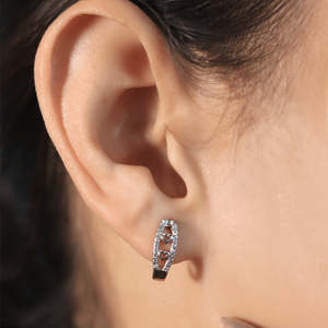 Pendientes de Plata con Diseño de Corazón de Cristal Zarkan, Semi-Aro, para Mujer - Product Image 2
