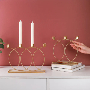 Bougeoirs chauffe-plat en fil de métal plaqué or pour décoration de table salon salle de bain bougeoir rond votif - Product Image 6