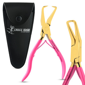 Best Hair Extension Tools 70's Bead <b>Crimped</b> & Tape Extension Remover Pliers Pink Microbead Hair Tool Professional Salon Grade - Product Image 4