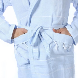 Albornoz Pestemal Turco Unisex de Lujo, Tejido, 100% Algodón, con Capucha, Diseño a Rayas, Talla Grande, Transpirable, de Secado Rápido y Elegante - Product Image 4