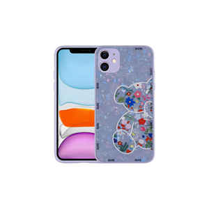 เคสซิลิโคนแข็งลายหมีไลแลค ป้องกันรอยนิ้วมือ สำหรับ iPhone 11 13 Pro Max เคสซิลิโคนเหลวสุดเก๋ - Product Image 1