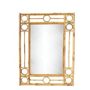 Décor d'art américain Miroir en rotin Ojai fait à la main Miroir mural décoratif Matériau naturel Tissé à la main écologique - Product Image 1