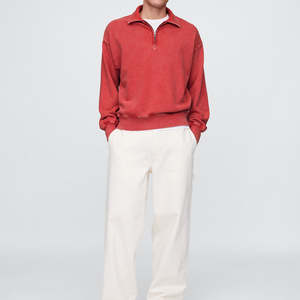 Pull-over à fermeture éclair et à quart de corps pour homme, pull-over en tricot, pull-over en coton à col rond, sweat-shirt unisexe en polaire - Product Image 3