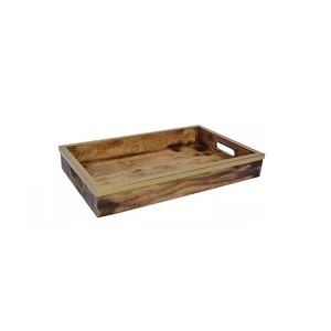 Plateau de service en bois de manguier rectangulaire élégant Ustensiles de cuisine artisanaux de qualité supérieure/Vaisselle durable pour salle de bain ou bureau - Product Image 3