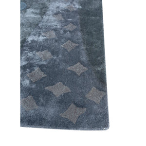 Tapis en laine et viscose tufté à la main bleu confettis au design moderne Tra-14864 - Product Image 4