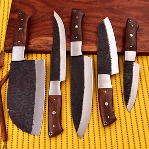 ชุดมีดเชฟเหล็กกล้าคาร์บอนสูงคุณภาพสูงขายส่ง พร้อมมีดสำหรับต่อสู้และตั้งแคมป์ ด้ามไม้ รับผลิตตามแบบ OEM เป็นมิตรกับสิ่งแวดล้อม - Product Image 4