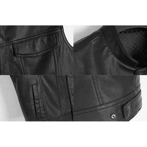 Conçu sur mesure hommes col en V gilet en cuir couleur unie toile grande taille prix usine hiver style joueur look en vrac quantité - Product Image 4