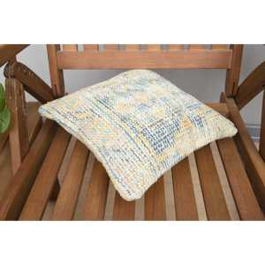 Premium Luxury 12x12 pulgadas lana amarilla Kantha Patchwork almohada tejida Vintage Floral bordado cojín decorativo para uso en el suelo - Product Image 4