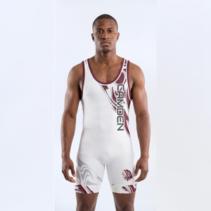 Débardeur de gymnastique pour hommes blanc et bordeaux, imprimé par sublimation, séchage rapide, uniforme d'entraînement sportif, col rond, tricoté - Product Image 1