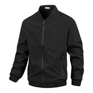 Chaqueta deportiva informal para correr para hombre de alta calidad, cortavientos de nailon y poliéster ligero, con cremallera completa, diseño frontal a cuadros - Product Image 1