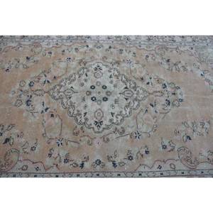 Alfombra turca de lana clásica Beige de 5,4x9,4 pies, diseño de retazos para entrada, sala de estar, dormitorio, forma Rectangular, respaldo de látex - Product Image 5